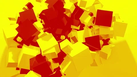 Abstract 3D animation with big and small squares in red and yellow Видео 161981242