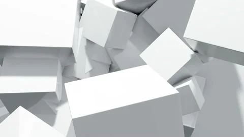 Abstract 3D animation with big and small squares in white Stock-Footage 161981454