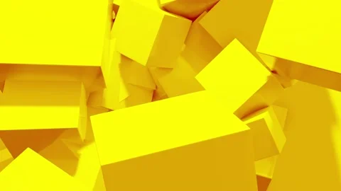 Abstract 3D animation with big and small squares in yellow Stock Footage 161981483