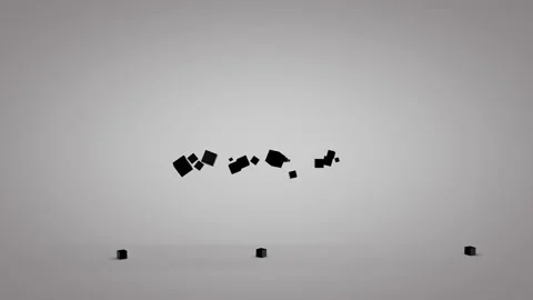 Abstract 3D animation of black cube dynamically pulsating. In a white studio Stock Footage 135233587