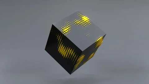 Abstract 3D animation of a black cube in zero gravity. Video stock 233662040