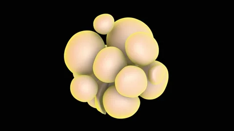 Abstract 3D animation of bubbles of geometric shapes. Collision of balls. Stock Footage 199434290