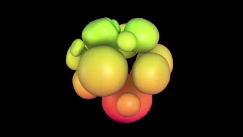 Abstract 3D animation of bubbles of geometric shapes. Collision of balls. Stock Footage 256597960