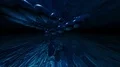 Abstract 3D animation chain of spheres rotating between dark water planes 4k 4k or 4k+ Resolution