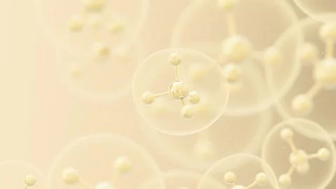 Abstract 3D animation of chemical molecule structure in liquid bubble, scie.. Stock Footage 327112535