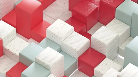 Abstract 3D animation of colored geometric shapes, rectangular or square Stock Footage 143580820