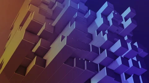 Abstract 3D animation of colored geometric shapes, rectangular or square Stock Footage 155458615