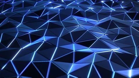 Abstract 3d animation, dark looped background. geometric low poly shiny surface Stock Footage 238021806