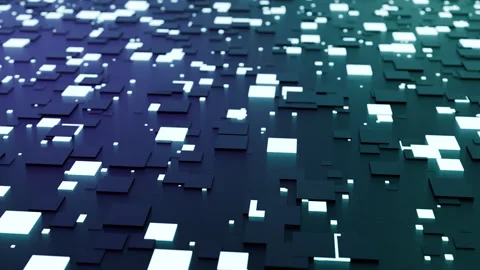 Abstract 3d animation, dark looped background. geometric blocks, shiny surface Stock Footage 281179717
