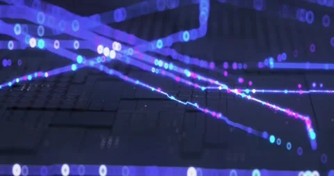 Abstract 3D animation of a digital blue blockchain network Stock Footage 318558974