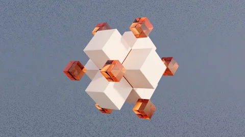 Abstract 3D Animation with Dynamic Cubic Elements: Modern Geometric Design Video stock 282922140
