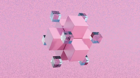 Abstract 3D Animation with Dynamic Cubic Elements: Modern Geometric Design Video stock 293471742