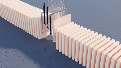 Abstract 3D Animation with Dynamic Square Plates in Line Changing Transparency Stock Footage 282925444