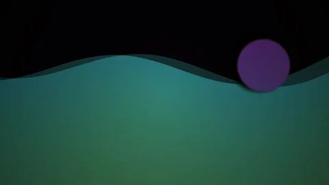 Abstract 3D Animation Featuring a Floating Purple Sphere Over a Green Fluid.. Stock Footage 340526477