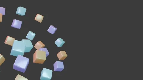 Abstract 3D animation featuring floating pastel colored cubes moving in a r.. Stock Footage 347792028