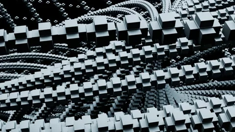 Abstract 3D animation of flowing cubes creating mesmerizing visual patterns Stock Footage 294026074