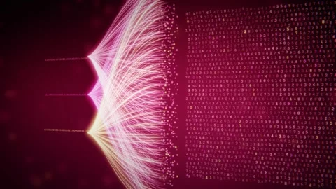 Abstract 3d animation of flowing digital data streams and binary numbers Stock Footage 347460699