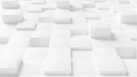 Abstract 3D animation, geometric background from cubes. Modern white screensaver Video stock 220938604