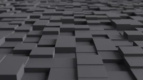 Abstract 3D animation, geometric background from cubes. Modern dark black Stock Footage 225492719