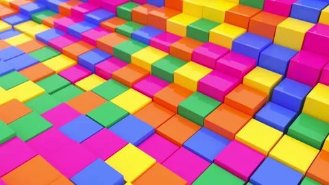 Abstract 3D animation of geometric rectangular shapes floating upwards. Created Stock Footage 199461565