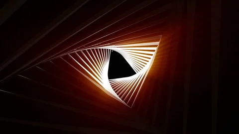 Abstract 3d animation of geometric triangle object with gold light. Seamless loo Stock Footage 104053049