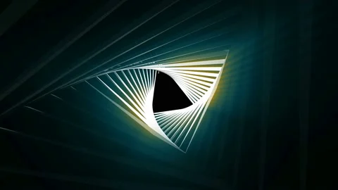 Abstract 3d animation of geometric triangle object with blue neon light. Seamles Stock Footage 104053102