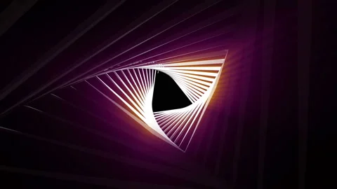Abstract 3d animation of geometric triangle object with purple neon light. Seaml Video stock 104053109
