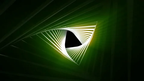 Abstract 3d animation of geometric triangle object with green neon light. Seamle Video stock 104053166