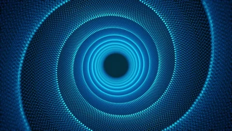 Abstract 3D animation of glowing blue particles forming a tunnel vortex. Stock Footage 320242025