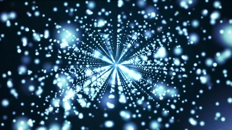 Abstract 3D animation of glowing blue particles converging toward the center Stock Footage 320242093