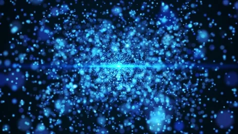 Abstract 3D animation of glowing blue shimmering particles. Bokeh effect. Stock Footage 320242342