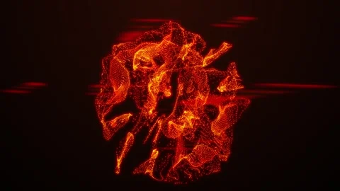 Abstract 3D animation of glowing orange particles forming fluid Stock Footage 321127273