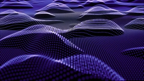 Abstract 3D animation of glowing purple particles forming smooth digital wave Stock Footage 320242117