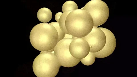 Abstract 3D animation of golden bubbles of geometric shapes. Stock Footage 244706062