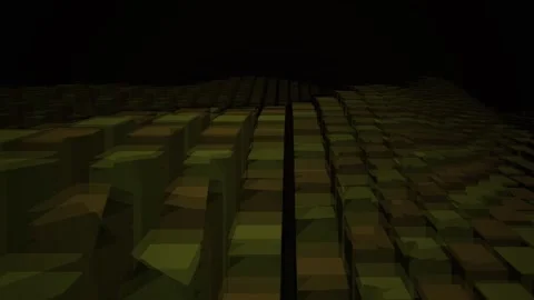 Abstract 3D animation of golden yellow cubic blocks moving in undulating wa.. Stock Footage 346316938