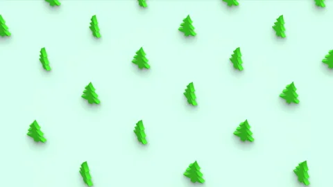Abstract 3d animation grid of green christmas tree shapes in isometric view Stock Footage 240531327