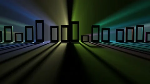 Abstract 3D animation of Hollow shape Rectangles in a row, Dance Stock Footage 140501418