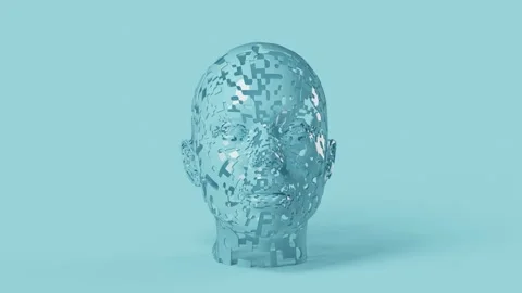 Abstract 3D animation of human female head construction. Stock Footage 154497337