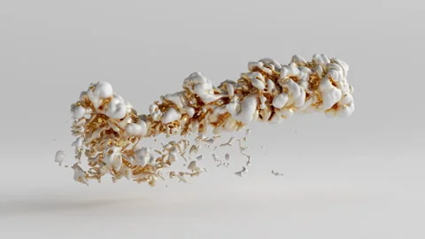 Abstract 3D animation. A jet of white and gold liquid metall Stock Footage 280981722