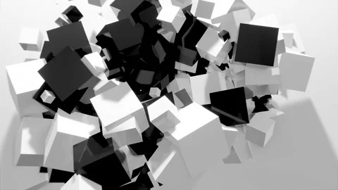 Abstract 3d animation with large and small squares in black and white Stock Footage 161981310