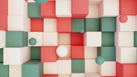 Abstract 3d animation, light looped background. geometric cubes, blocks Stock Footage 259319931