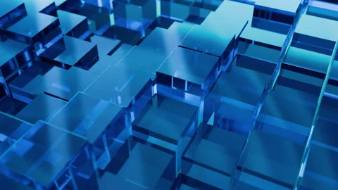 Abstract 3d animation, looped background. geometric cubes, blocks, glossy, glass Stock Footage 270222307
