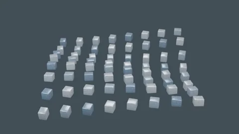 Abstract 3D animation of multiple small cubes floating and rotating in a rh.. Stock Footage 347792371