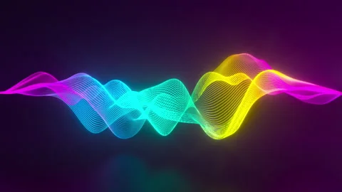 Abstract 3D animation with neon glowing wavy lines Stock-Footage 134577315