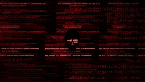 Abstract 3d animation of red digital data streams and scrolling code Stock Footage 347558160