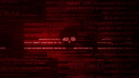 Abstract 3d animation of red digital data streams and scrolling code Stock Footage 347560060