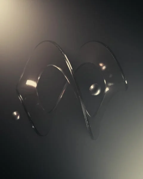 Abstract 3D Animation of Rotating Glass Arcs and Floating Chrome Spheres Stock-Footage 329356937