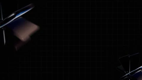 Abstract 3D Animation of Rotating Metallic Geometric Shapes on Grid Background Video stock 337911984