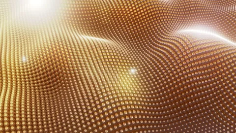 Abstract 3d animation of rows of sparkling glass balls and golden rows. 4k Stock Footage 168581405