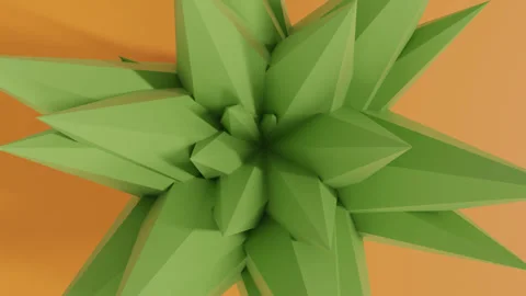 Abstract 3D Animation of Sharp Green Spiky Shape with Moving Starburst Rays Stock Footage 335959786